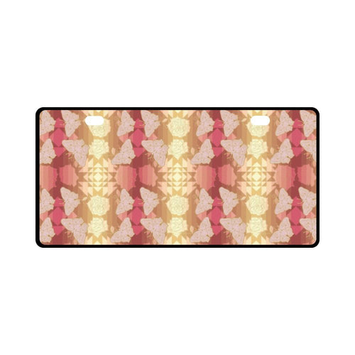 Butterfly and Roses on Geometric License Plate License Plate e-joyer 