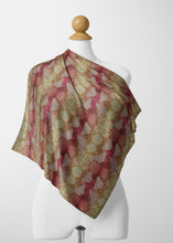 Load image into Gallery viewer, Butterfly and Roses on Geometric Satin Shawl Scarf 49 Dzine 
