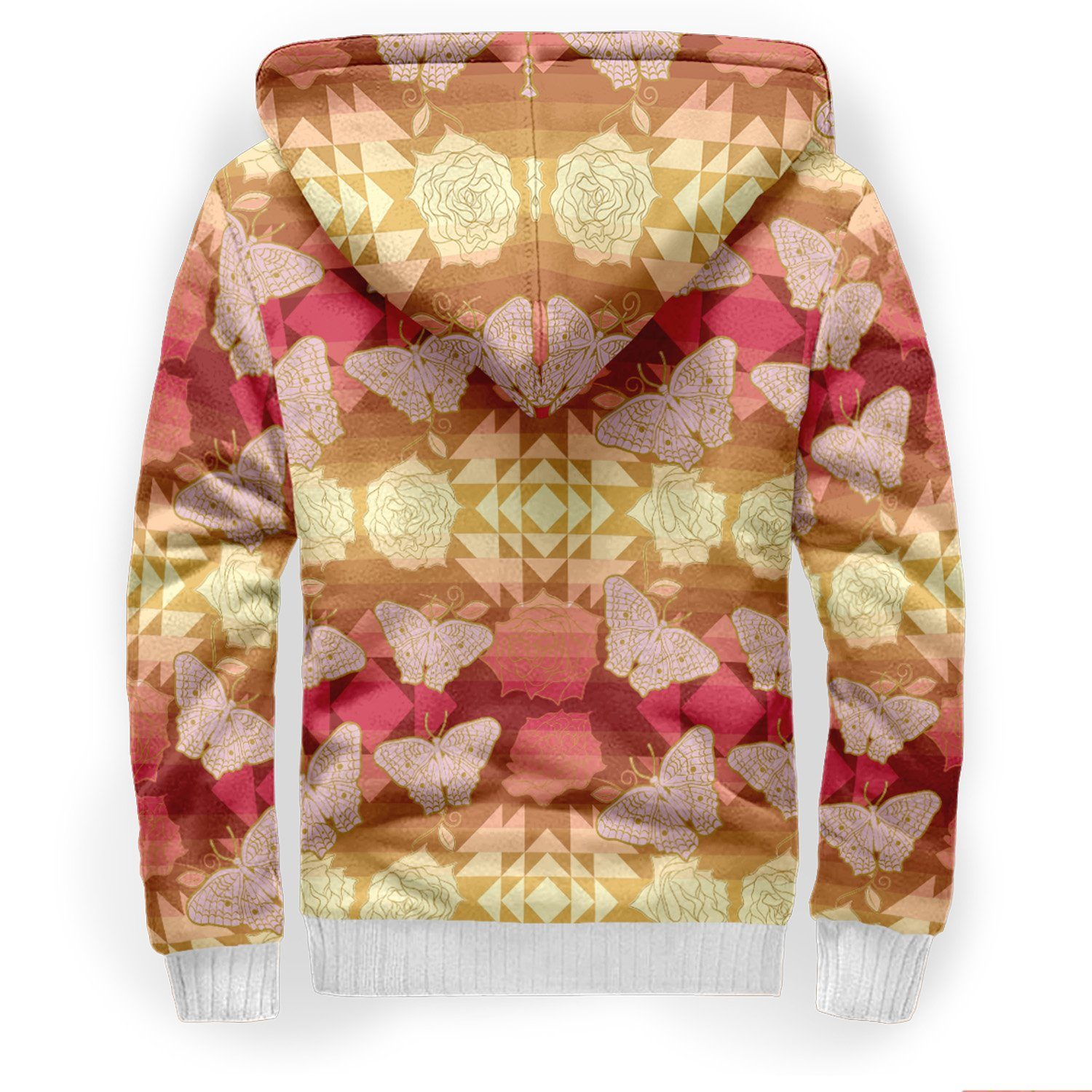 Butterfly and Roses on Geometric Sherpa Hoodie hoodie Herman 
