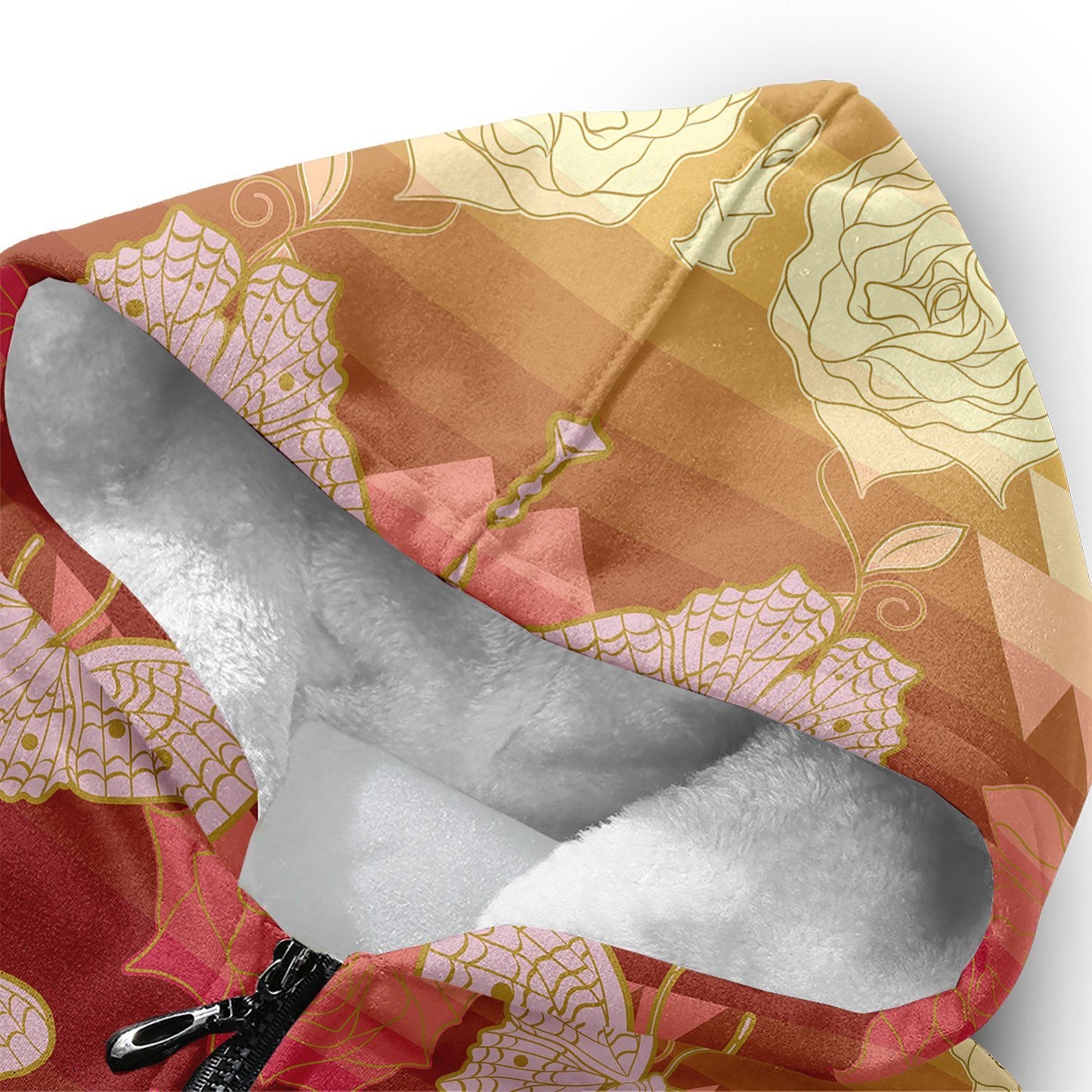 Butterfly and Roses on Geometric Sherpa Hoodie hoodie Herman 