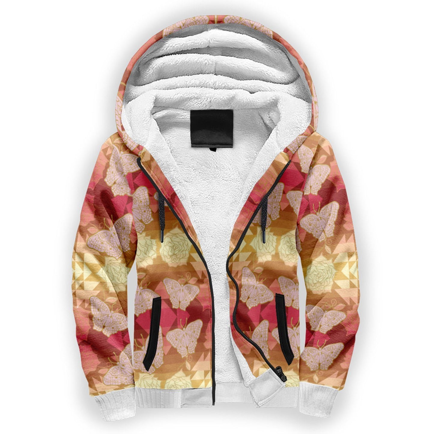 Butterfly and Roses on Geometric Sherpa Hoodie hoodie Herman 