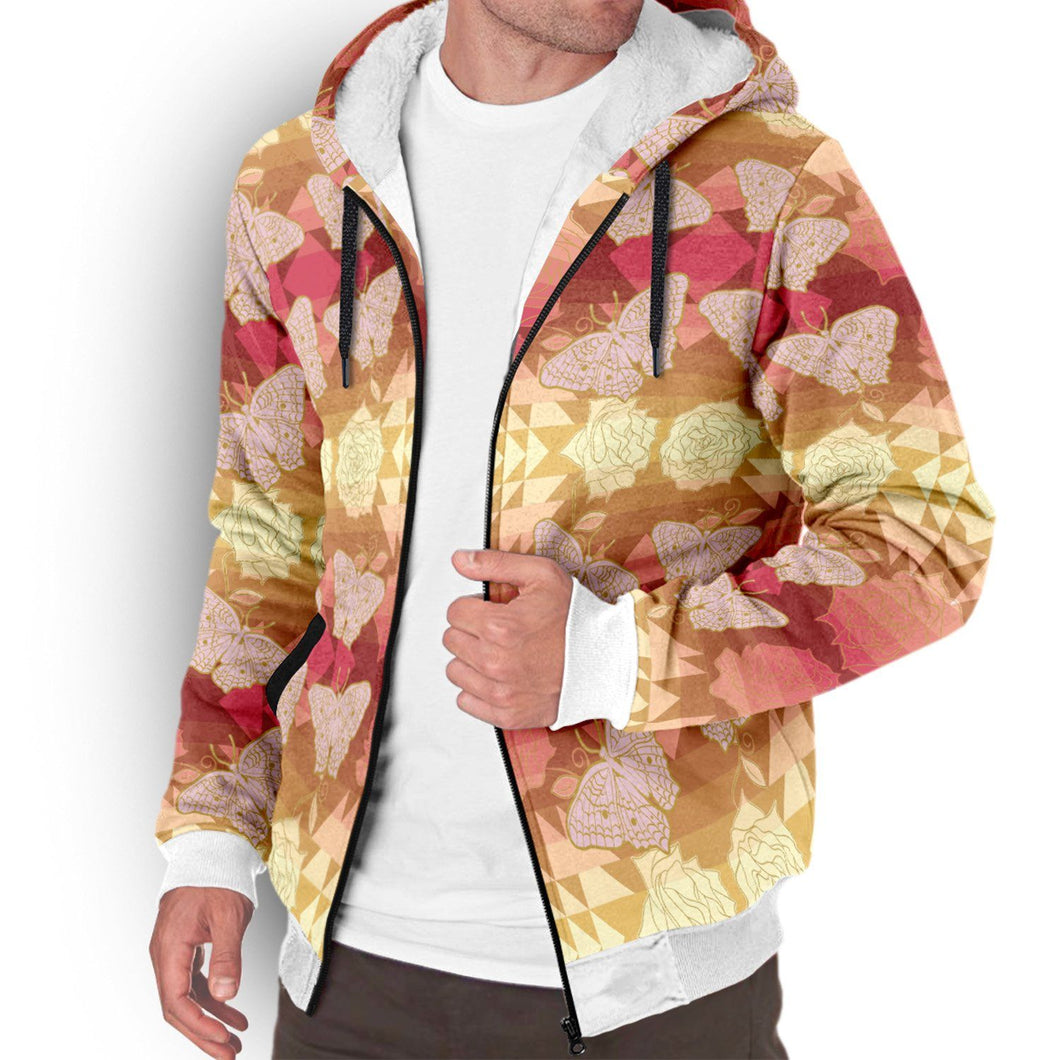 Butterfly and Roses on Geometric Sherpa Hoodie hoodie Herman 