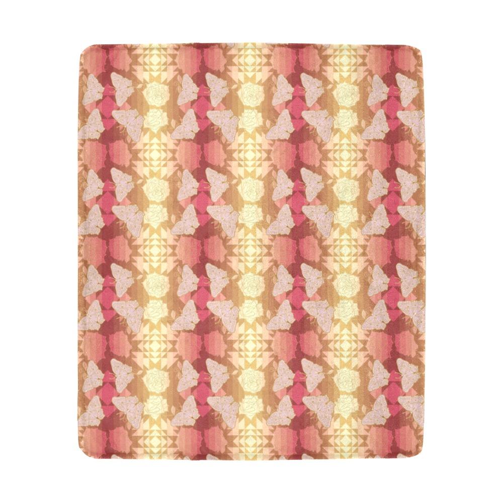 Butterfly and Roses on Geometric Ultra-Soft Micro Fleece Blanket 50"x60" Ultra-Soft Blanket 50''x60'' e-joyer 