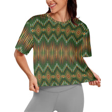 Load image into Gallery viewer, Fire Feather Green Crop Top
