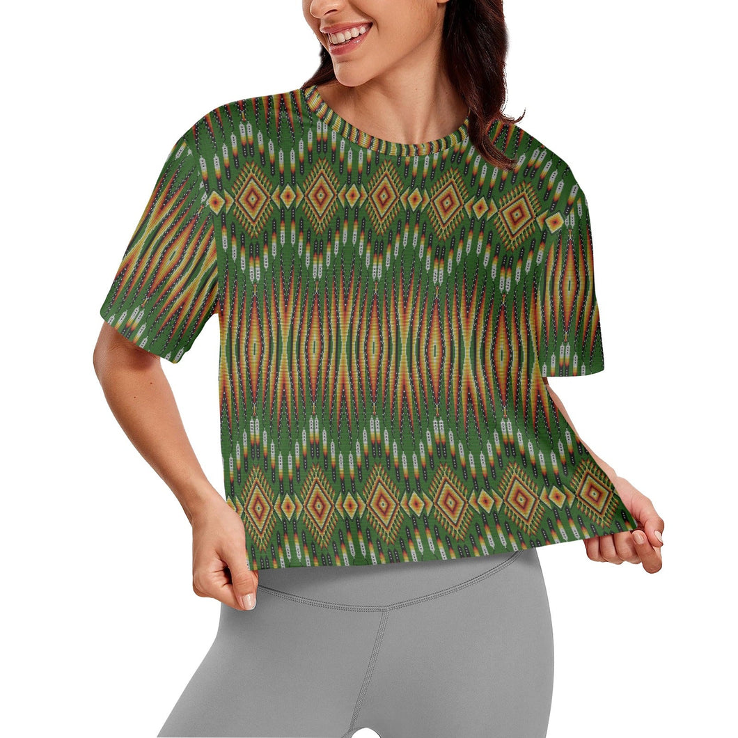 Fire Feather Green Crop Top