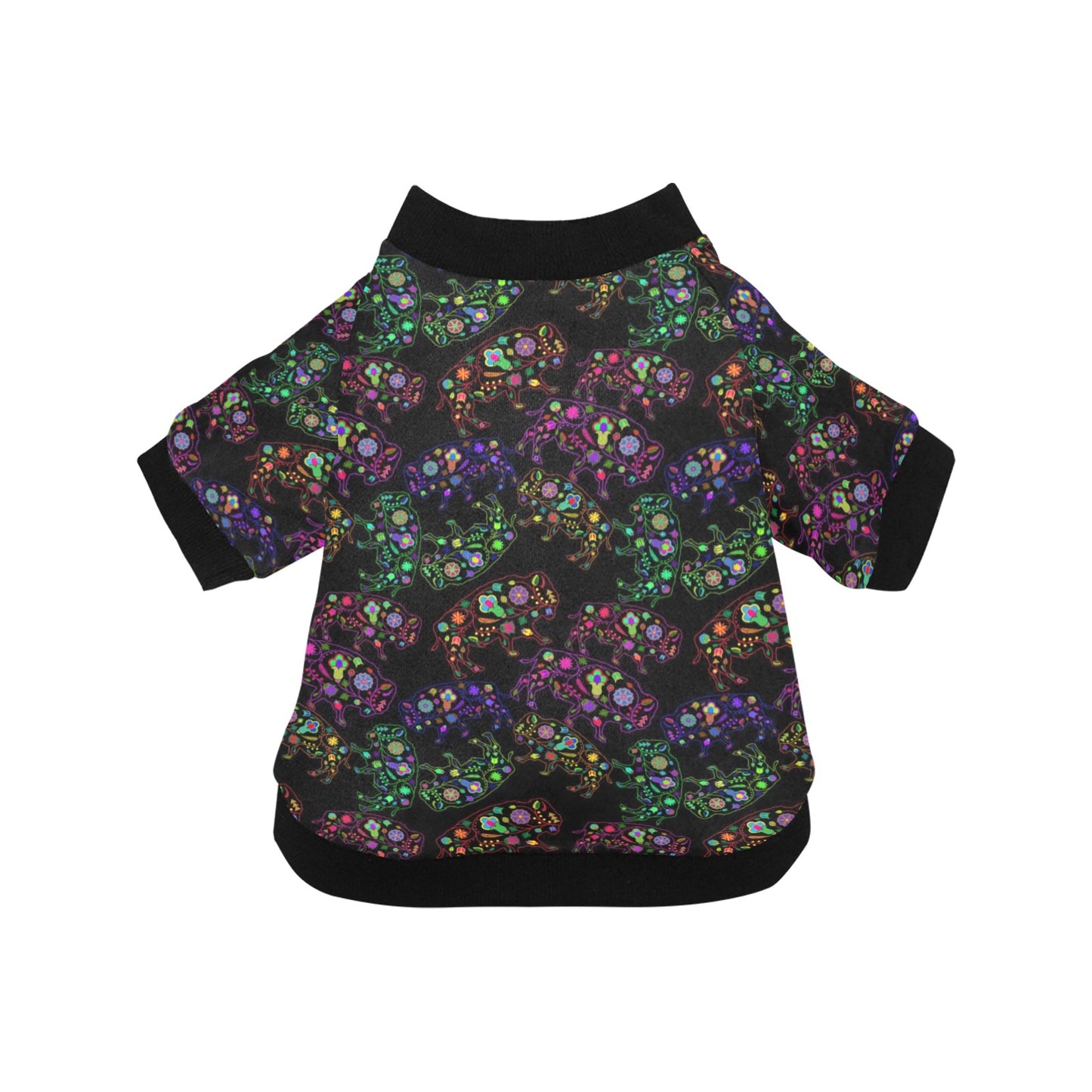 Neon Floral Buffalos Pet Dog Round Neck Shirt