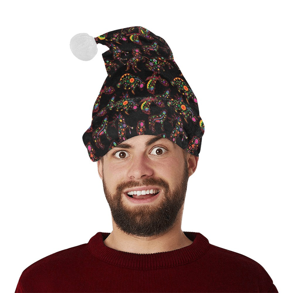 Neon Floral Animals Santa Hat