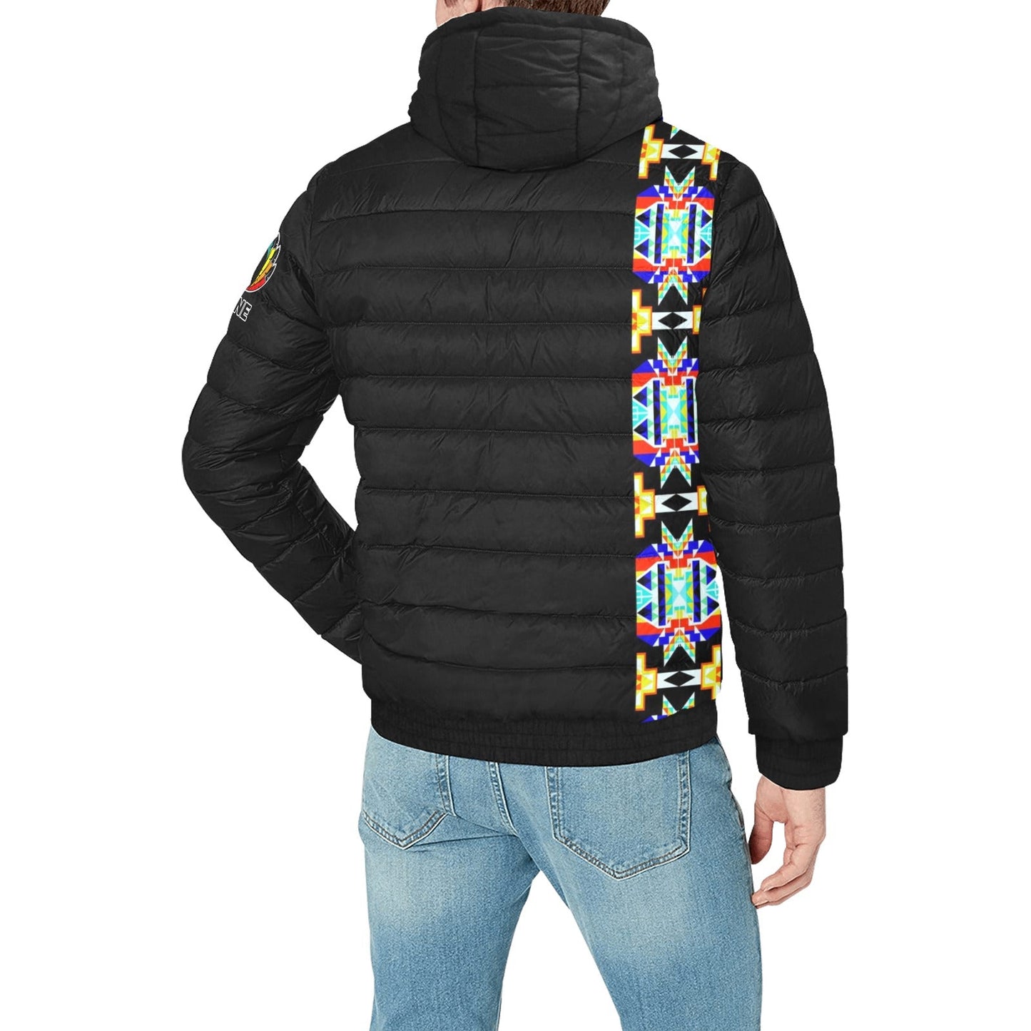 Black Blanket Strip II Men's Padded Hooded Jacket