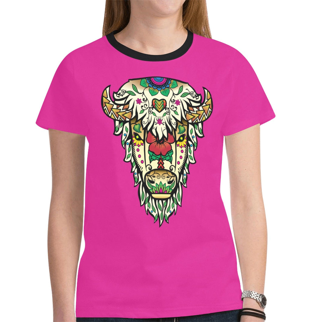 Buffalo Spirit Guide (Pink) New T-shirt for Women