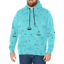 Load image into Gallery viewer, Ledger Dabbles Torquoise Men&#39;s Long Sleeve Fleece Hoodie
