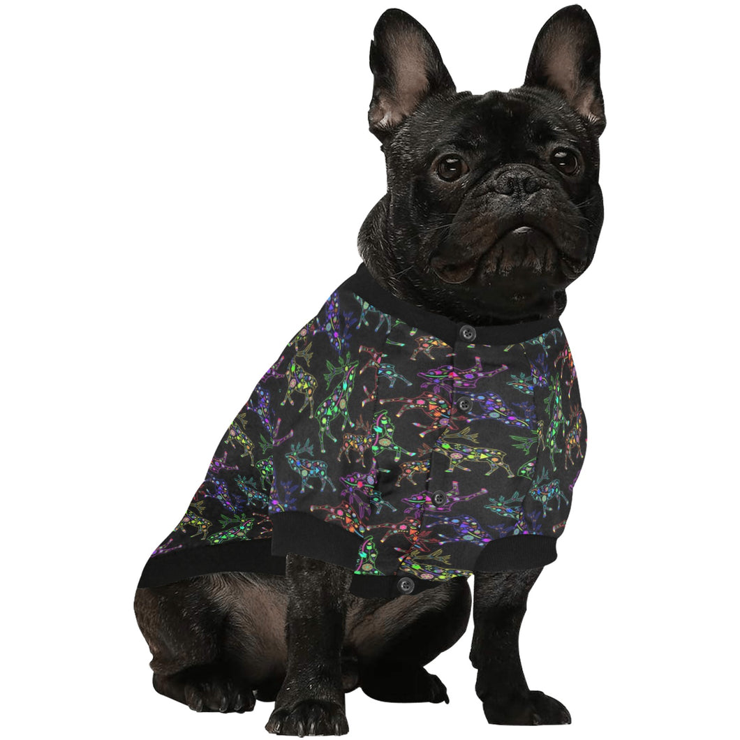 Neon Floral Elks Pet Dog Round Neck Shirt