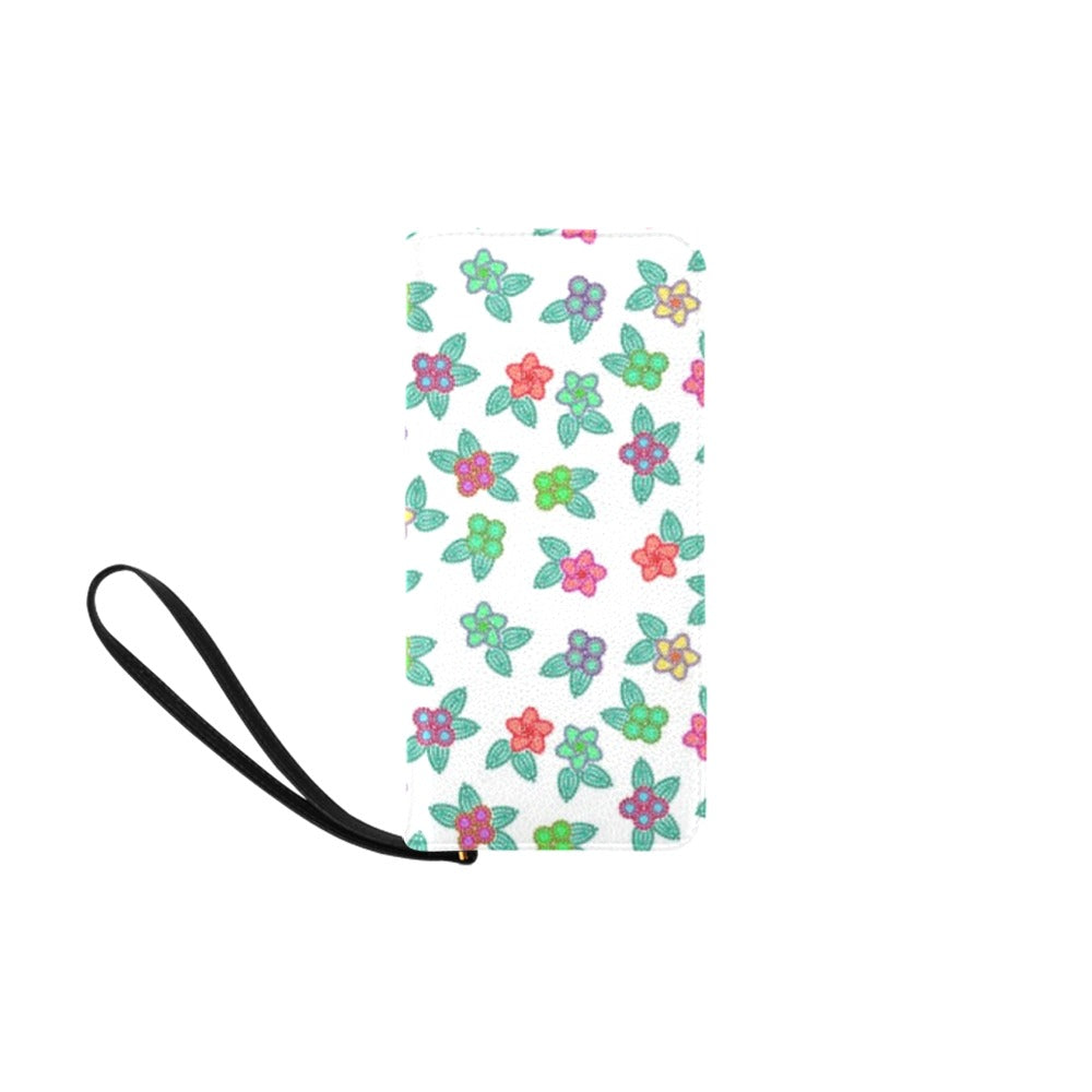 Berry Flowers White Women's Clutch Purse