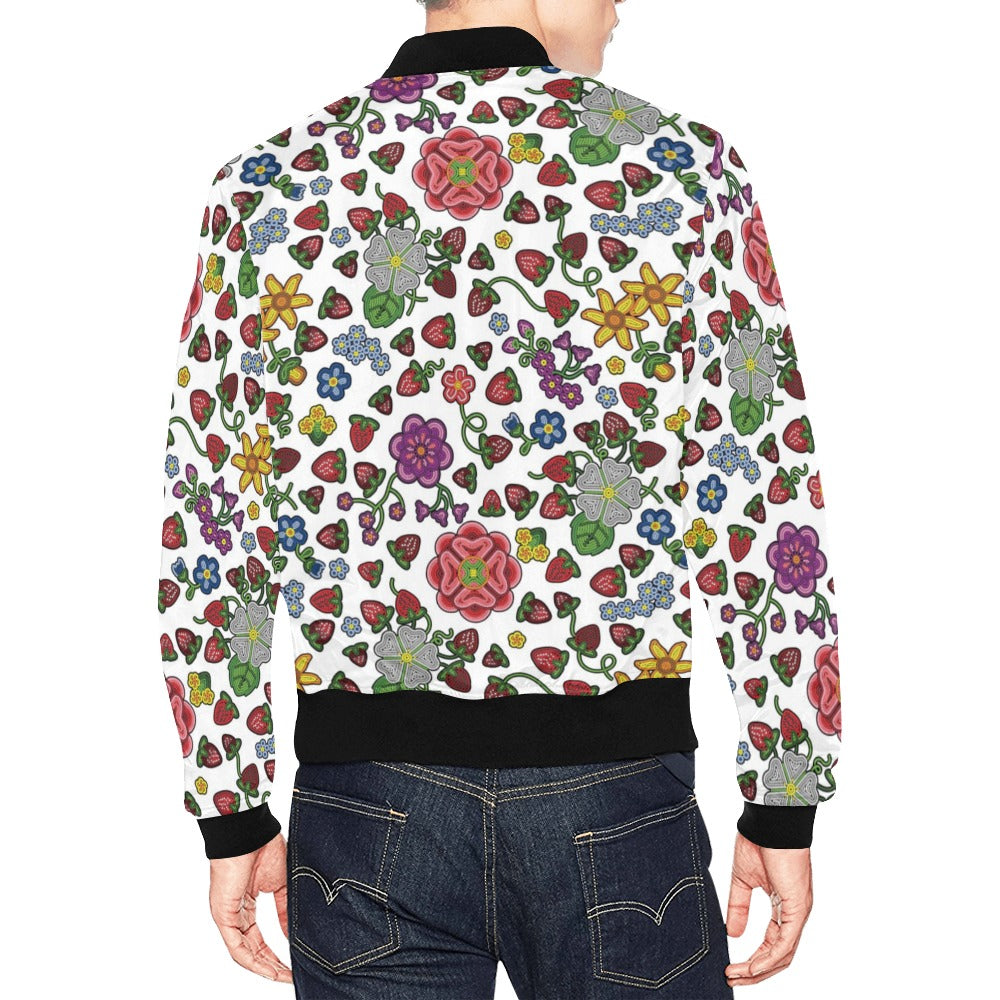 Berry Pop White Bomber Jacket for Men