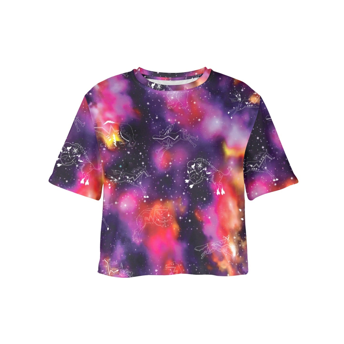 Animal Ancestors 9 Cosmic Swirl Purple and Red Crop Top