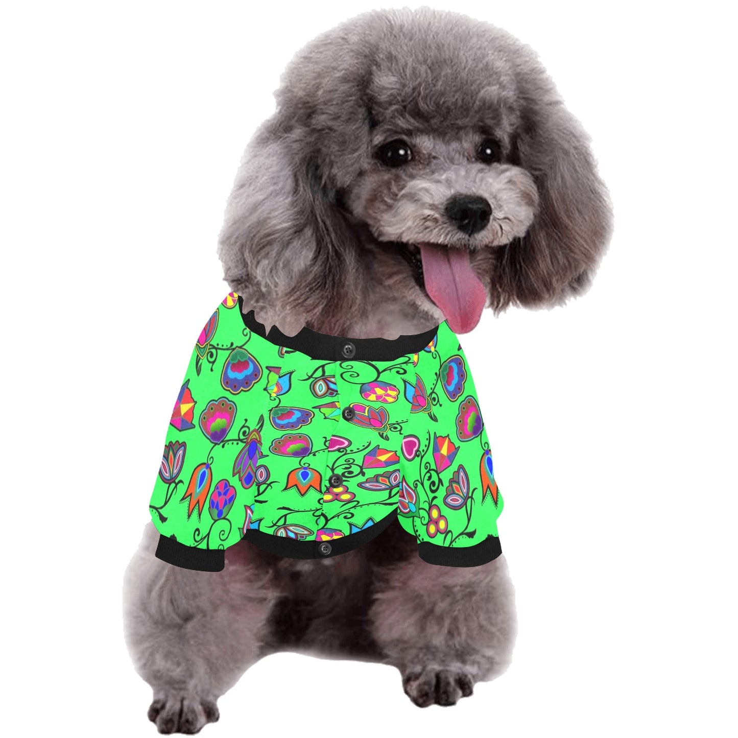 Indigenous Paisley Green Pet Dog Round Neck Shirt