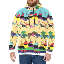 Load image into Gallery viewer, Horses and Buffalo Ledger White Men&#39;s Long Sleeve Fleece Hoodie
