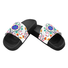 Load image into Gallery viewer, Floral Beadwork Four Clans White Men&#39;s Slide Sandals
