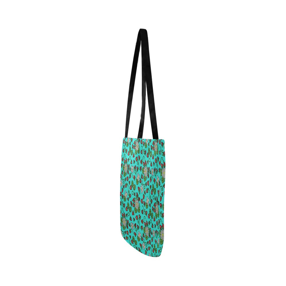 Strawberry Dreams Turquoise Reusable Shopping Bag