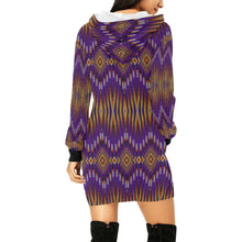 Load image into Gallery viewer, Fire Feather Purple Hoodie Dress
