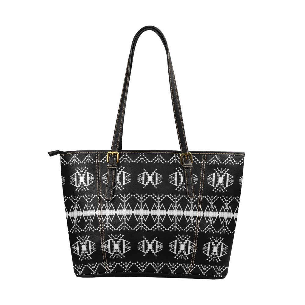 Sacred Trust Black Leather Tote Bag