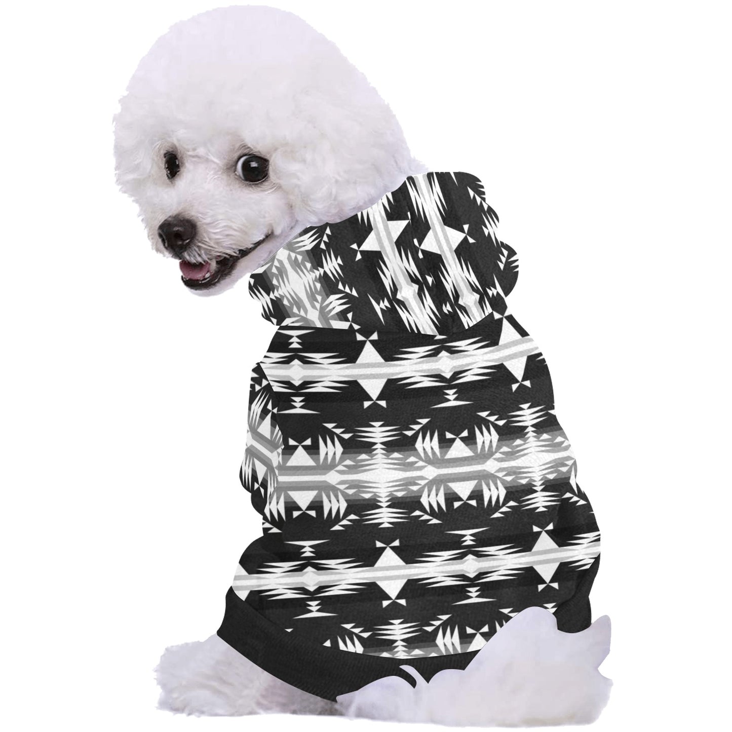 Between the Mountains Black and White Pet Dog Hoodie