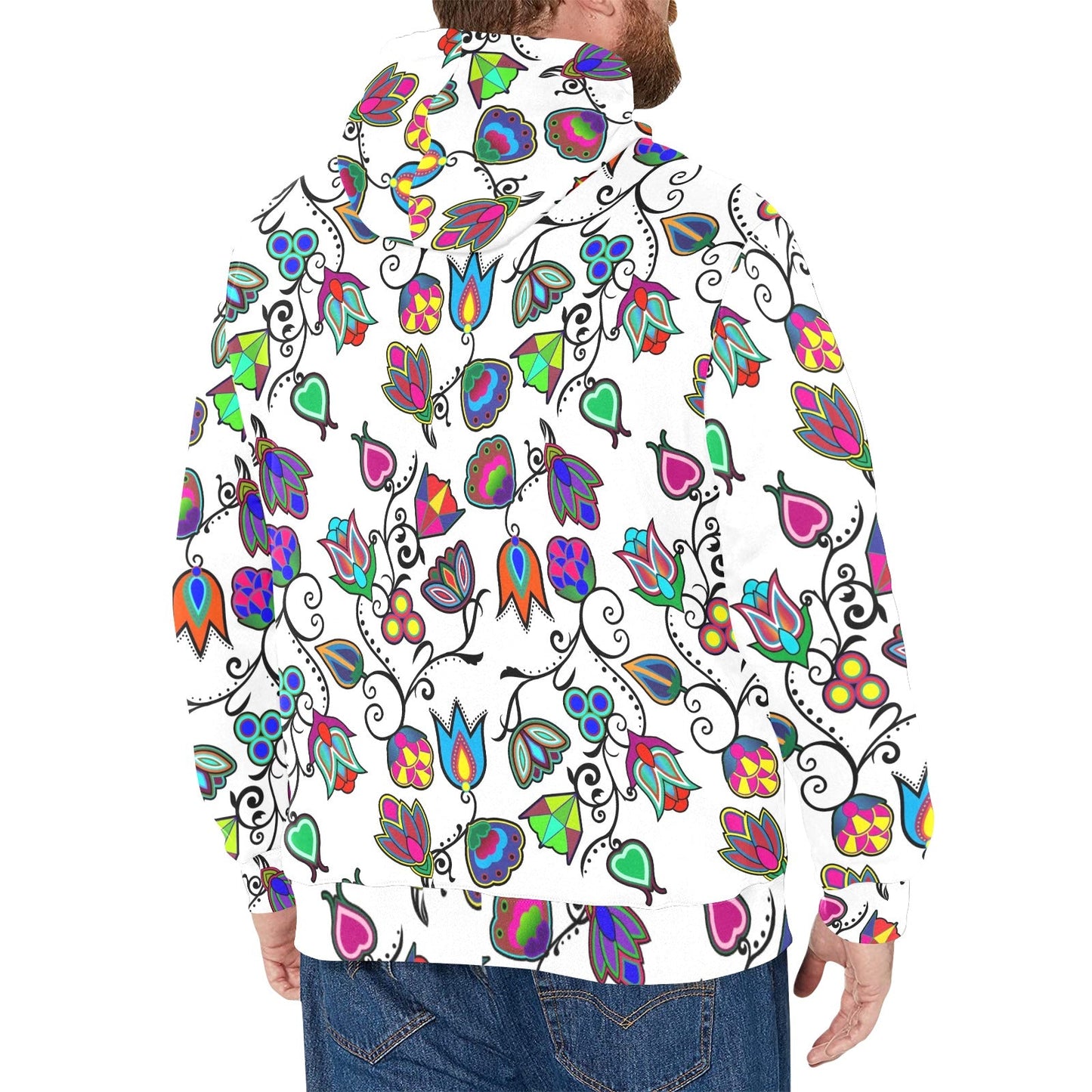 Indigenous Paisley White Men's Long Sleeve Fleece Hoodie