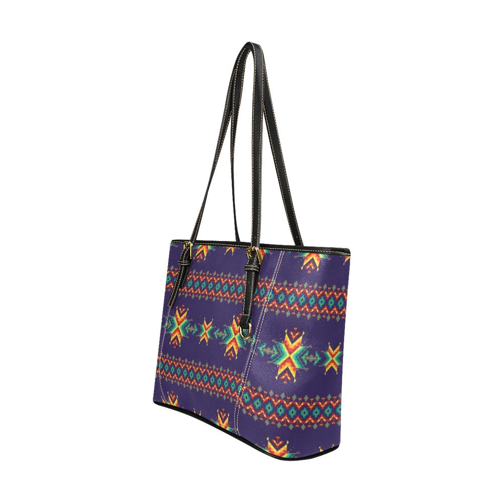 Dreams of Ancestors Indigo Leather Tote Bag