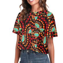 Load image into Gallery viewer, Hawk Feathers Fire and Turquoise Crop Top
