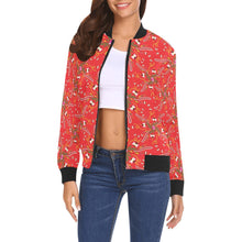 Load image into Gallery viewer, Willow Bee Cardinal Bomber Jacket for Women
