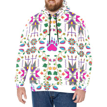 Load image into Gallery viewer, Geometric Floral Fall White Men&#39;s Long Sleeve Fleece Hoodie
