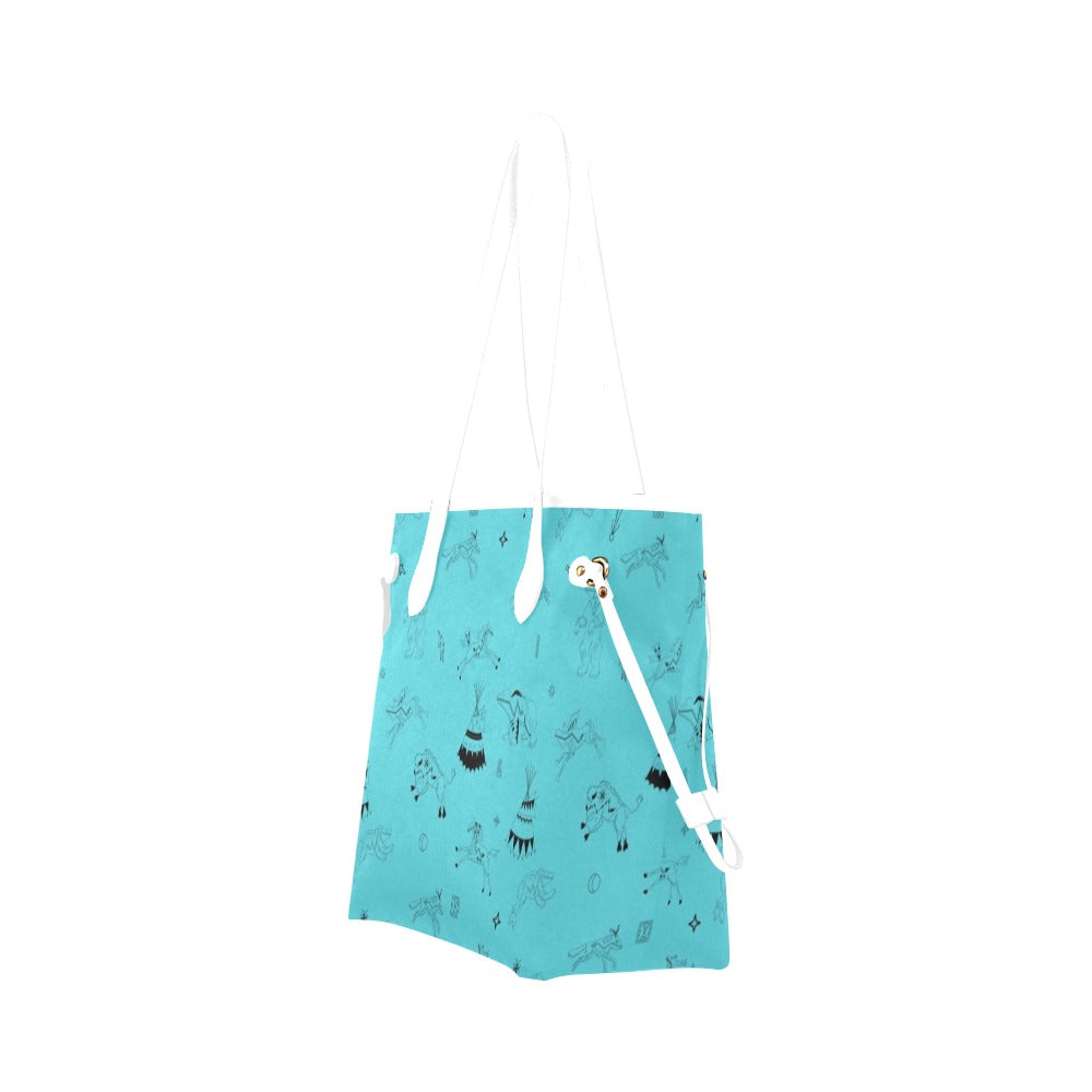 Ledger Dabbles Torquoise Clover Canvas Tote Bag