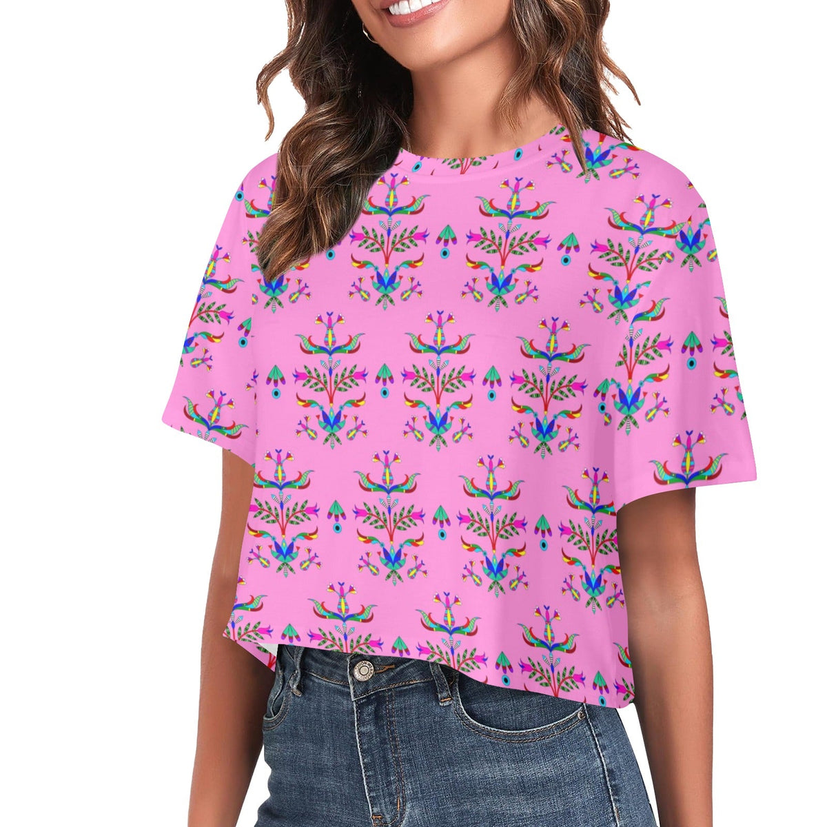 Dakota Damask Cheyenne Pink Crop Top