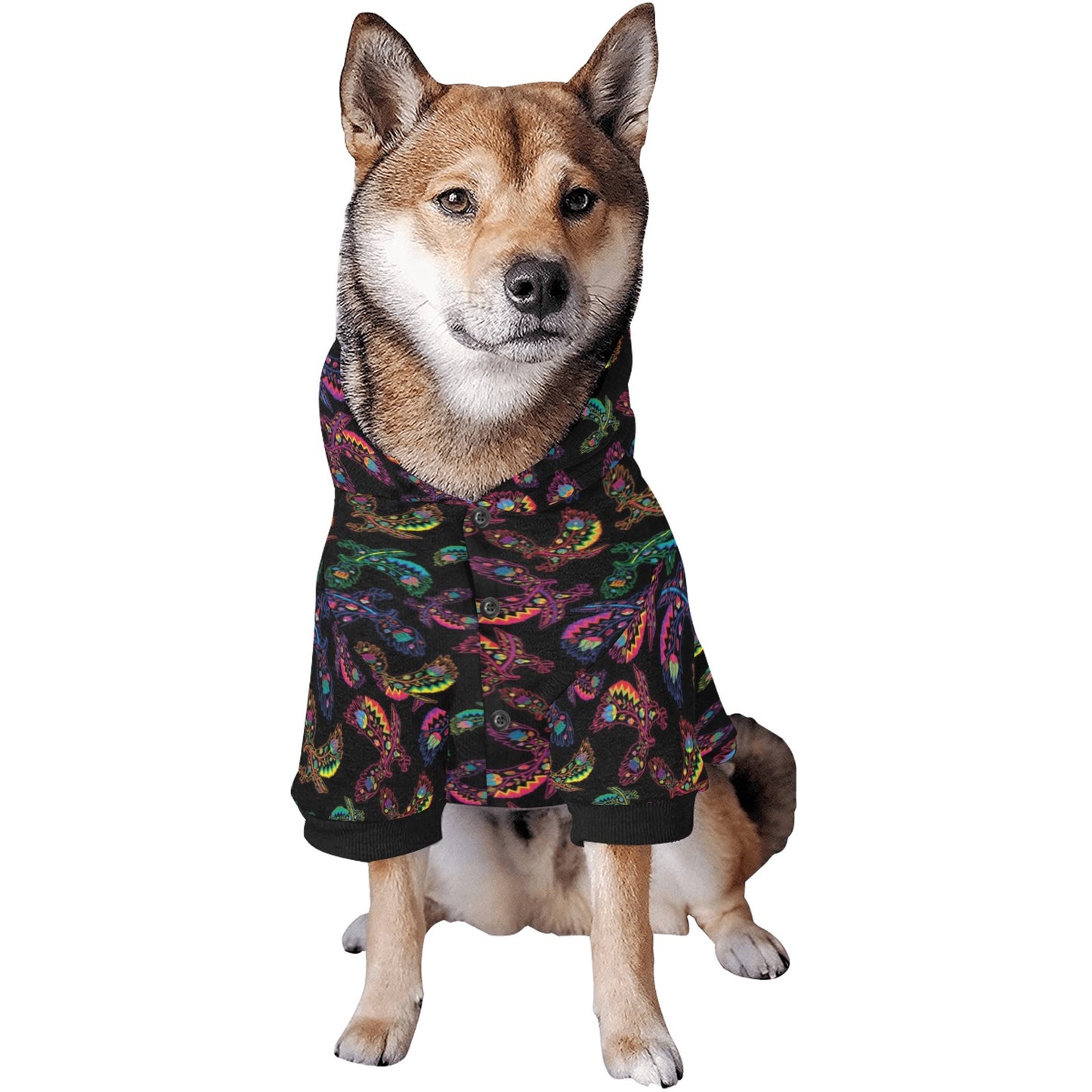 Neon Floral Eagles Pet Dog Hoodie