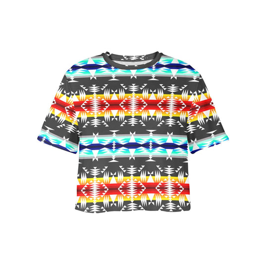 Between the Mountains Gray Crop Top