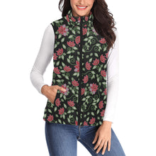 Load image into Gallery viewer, Red Beaded Rose Women&#39;s Padded Vest Jacket
