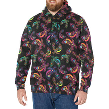 Load image into Gallery viewer, Neon Floral Eagles Men&#39;s Long Sleeve Fleece Hoodie
