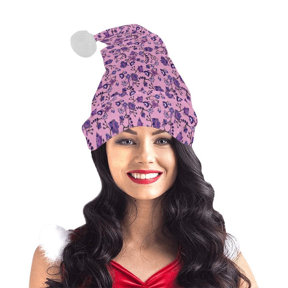 Purple Floral Amour Santa Hat