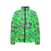 Load image into Gallery viewer, Indigenous Paisley Green Women&#39;s Stand Collar Padded Jacket
