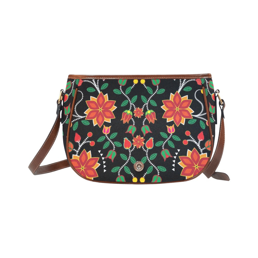 Floral Beadwork Six Bands Saddle Bag