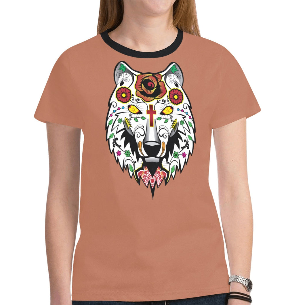 Wolf Spirit Guide Brown New T-shirt for Women