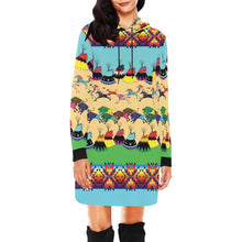 Load image into Gallery viewer, Horses and Buffalo Ledger Torquoise Hoodie Dress
