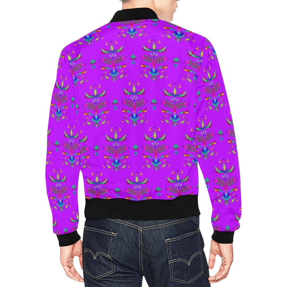 Dakota Damask Purple Bomber Jacket for Men