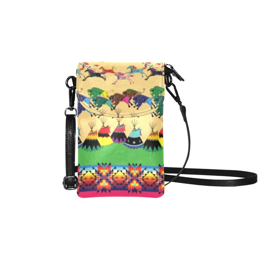 Horses and Buffalo Ledger Pink Small Cell Phone Purse