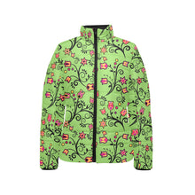 Load image into Gallery viewer, Light Green Yellow Star Women&#39;s Stand Collar Padded Jacket
