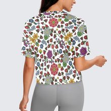 Load image into Gallery viewer, Berry Pop White Crop Top
