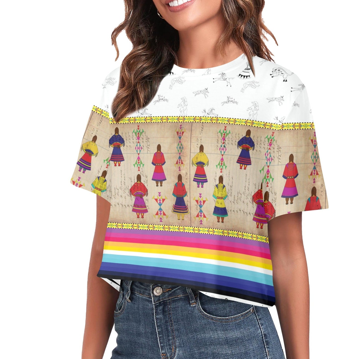 Ledger Round Dance Clay Crop Top