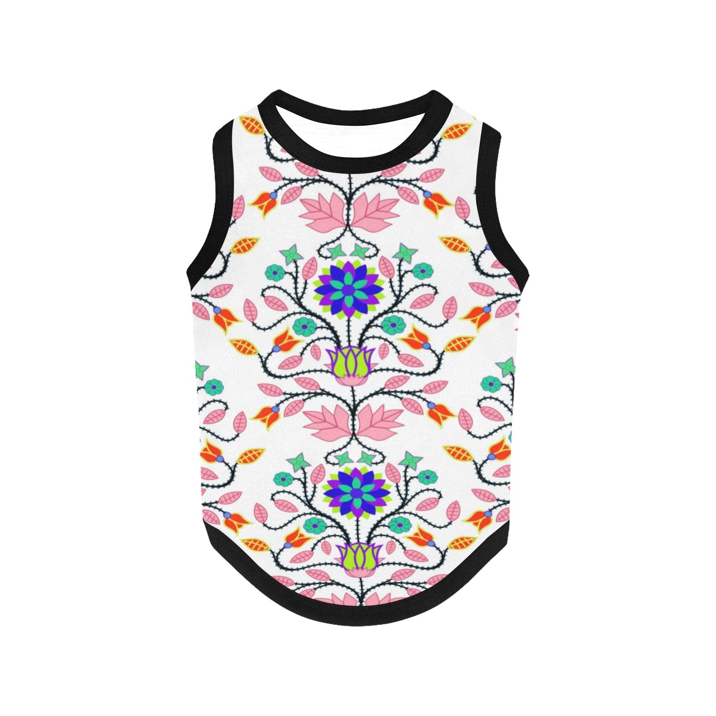 Floral Beadwork Four Clans White Pet Tank Top