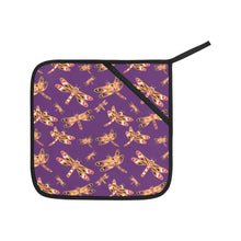 Load image into Gallery viewer, Gathering Yellow Purple Oven Mitt &amp; Pot Holder
