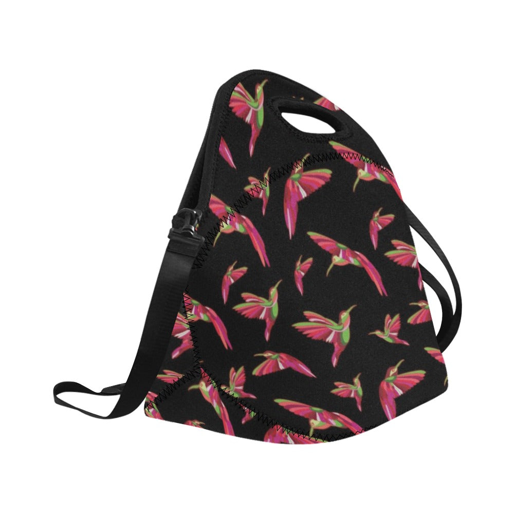 Red Swift Colourful Black Neoprene Lunch Bag/Large