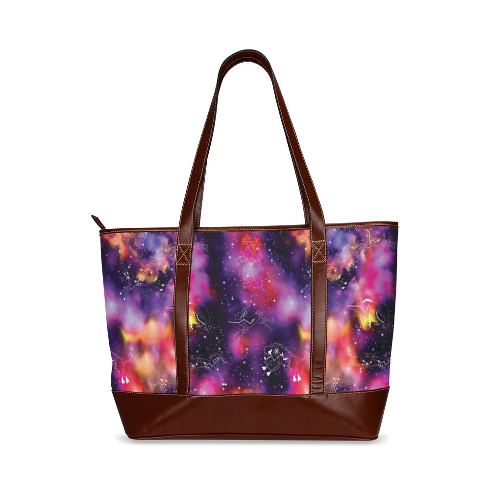 Animal Ancestors 9 Cosmic Swirl Purple and Red Tote Handbag